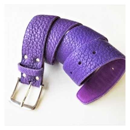 Ceinture en cuir grainé violet