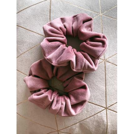 Chouchou velours rose poudré