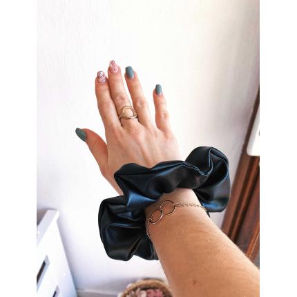 Chouchou simili cuir noir