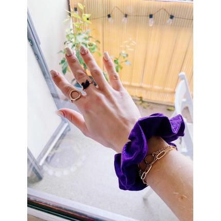 Chouchou velours côtelé violet