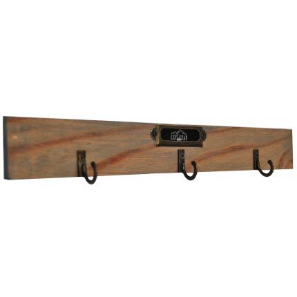 Porte clés mural vintage effet gris brossé 3 crochets