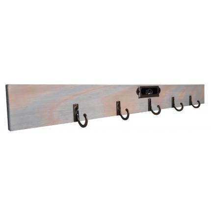 Porte clés mural vintage gris brossé 5 crochets