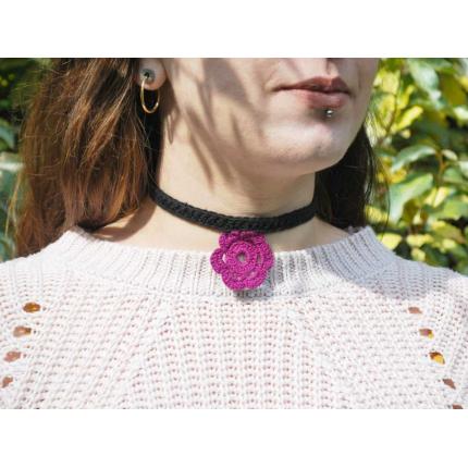 Collier Ras-de-Cou Patty Noir et Mauve