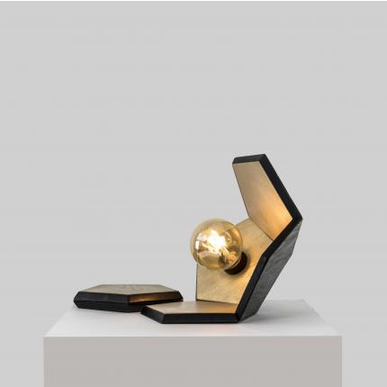 Lampe à Poser en bois brûlé - or