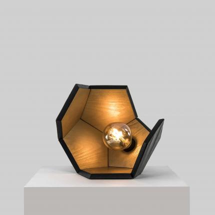 Lampe à Poser en bois brûlé - or