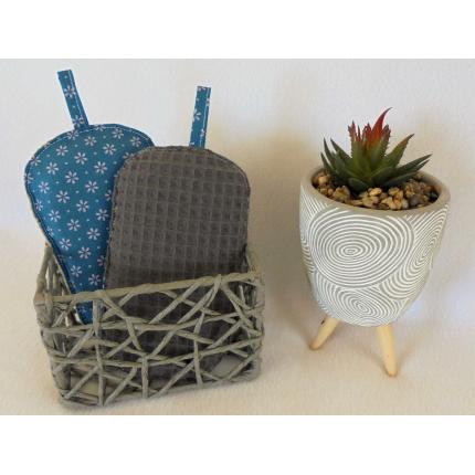 Lot de 2 éponges lavables fleurs mauves 