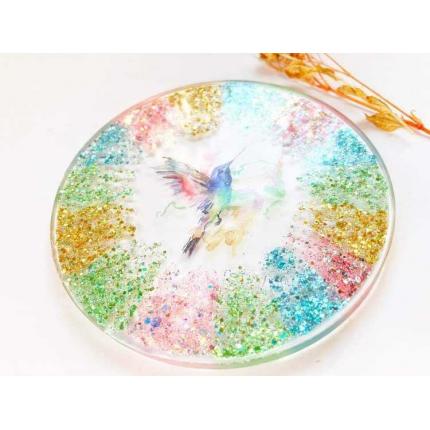 Sous verre arc en ciel colibri