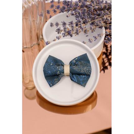 Noeud à clipser bleu canard imprimé cachemire