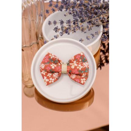 Noeud à clipser imprimé fleur terracotta