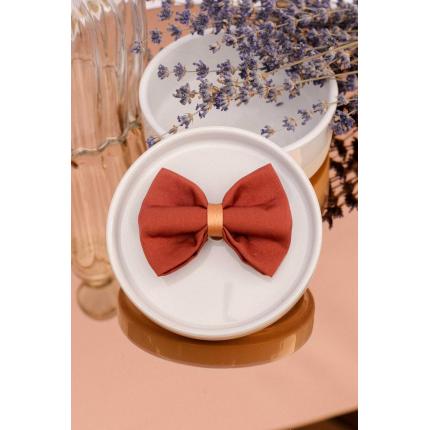 Noeud à clipser marron et centre en similicuir cuivre