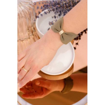 Manchette noeud vert olive