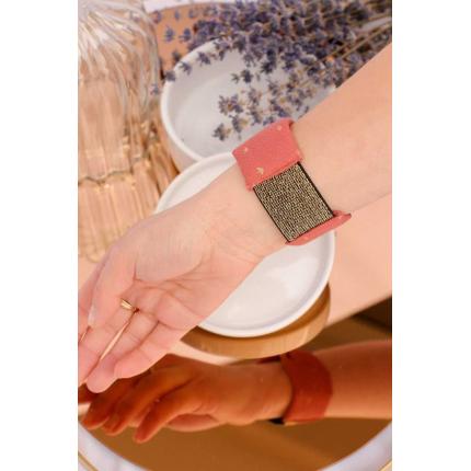 Manchette noeud rose foncé et doré