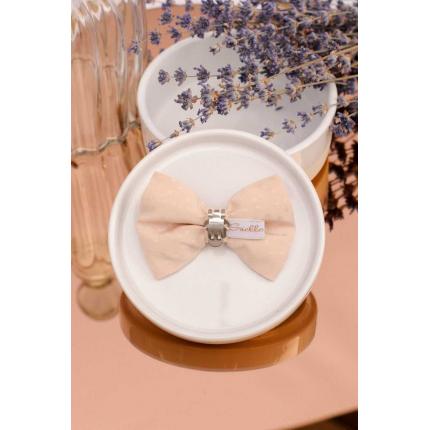 Noeud à clipser tissu à relief brillant rose poudré très clair