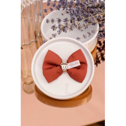 Noeud à clipser marron et centre en similicuir cuivre