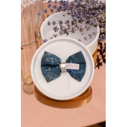 Noeud à clipser bleu canard imprimé cachemire