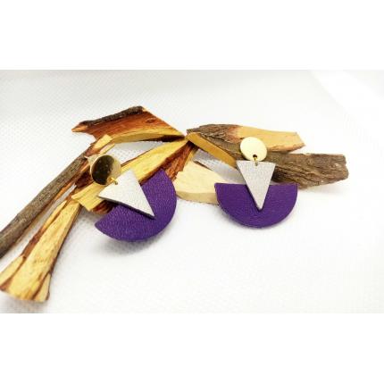 Boucles d'oreille "Soft Dur" - Doré/ argentér/ violet - Chibiz Créations