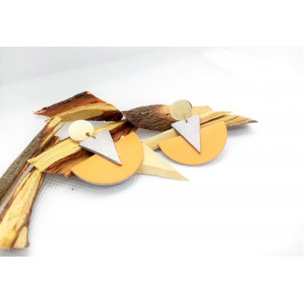 Boucles d'oreille "Soft Dur" - Doré/ argentér/ abricot - Chibiz Créations