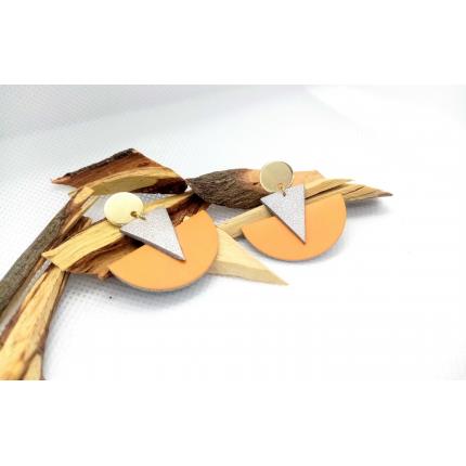 Boucles d'oreille "Soft Dur" - Doré/ argentér/ abricot - Chibiz Créations