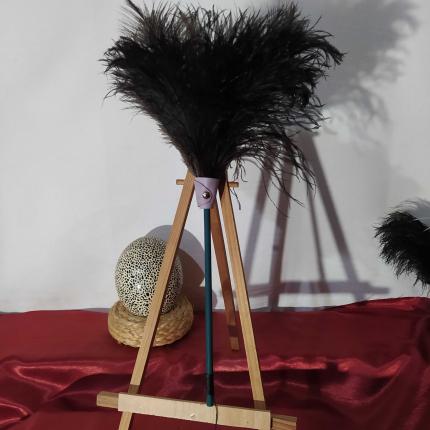 Plumeau en véritable plumes d'autruche collection Sultan manche bleu pétrole