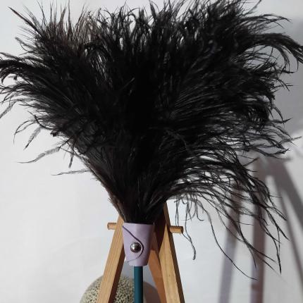 Plumeau en véritable plumes d'autruche collection Sultan manche bleu pétrole