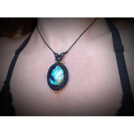 Collier Macramé - Labradorite - Pierre Fine - Bijoux - Fait main/ Handmade
