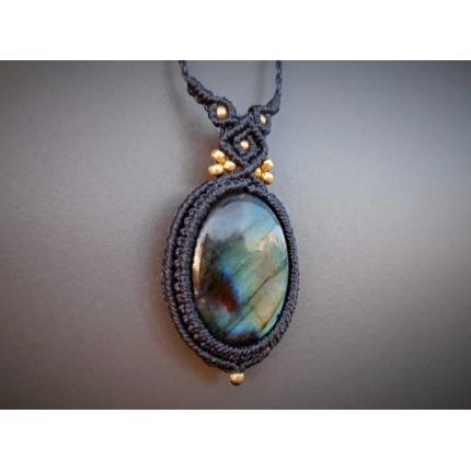 Collier Macramé - Labradorite - Pierre Fine - Bijoux - Fait main/ Handmade