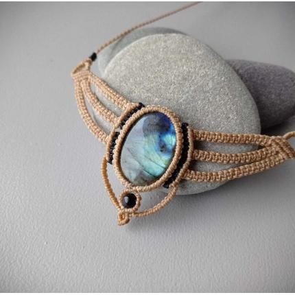 Collier Macramé - Labradorite - Pierre Fine - Bijoux - Fait main/ Handmade