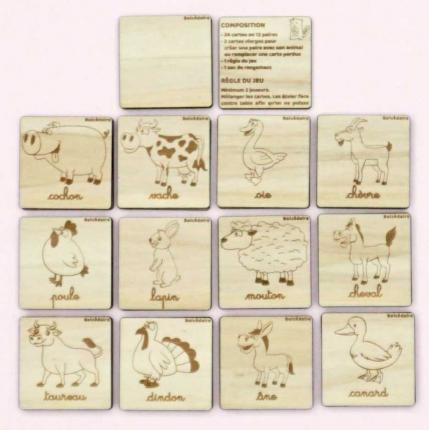 Mémory animaux Ferme- Ecriture cursive- 26 cartes