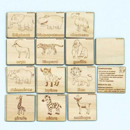 Mémory Animaux d'Afrique - Ecriture Script- 26 cartes