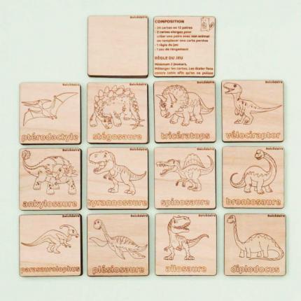 Mémory dinosaures- Ecriture script- 26 cartes
