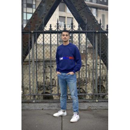 Sweat homme 100% coton bio Bleu, Blanc, Rouge