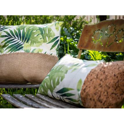 Coussin imprimé "feuilles" et liège