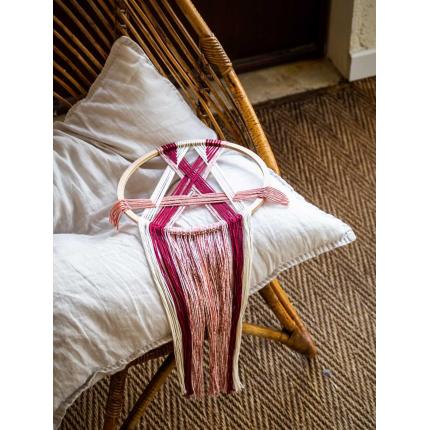 Tissage croisé "framboise, rose et blanc"