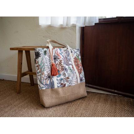 Grand sac cabas imprimé "végétal"