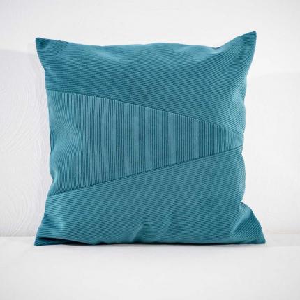 Coussin en "velours milleraies" bleu
