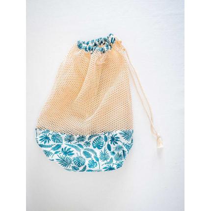 Sac à vrac imprimé "végétal" bleu
