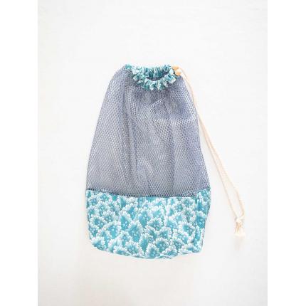 Sac à vrac imprimé "fleurs" bleu