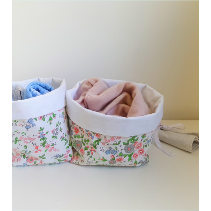 Panier de rangement réversible fleuri