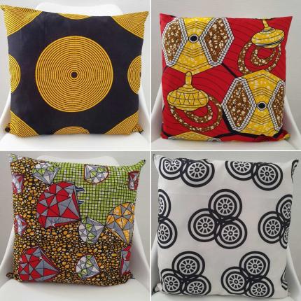 Housses de Coussins tissus wax 