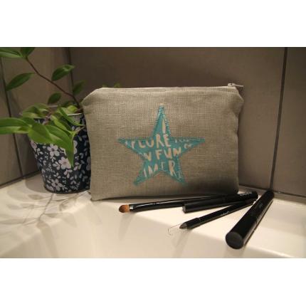 Pochette Tissu Lin Etoile Bleue