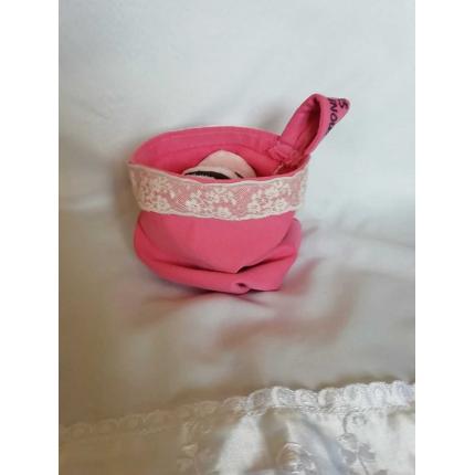 Pochette vide poche, rose à dentelle, en tissu recyclé 