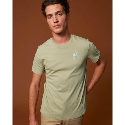 T-shirt sage mixte - Brodé "Surfeuse"