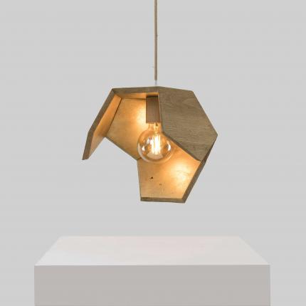 Suspension en bois naturel - or