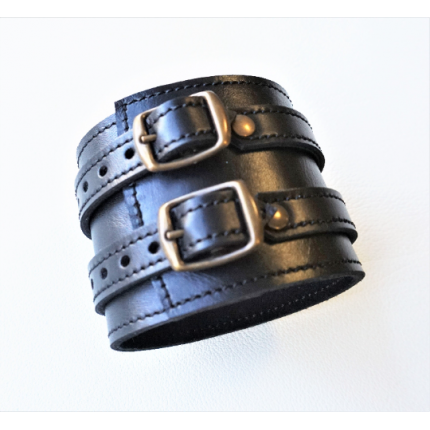 Bracelet de force unisexe en cuir souple noir