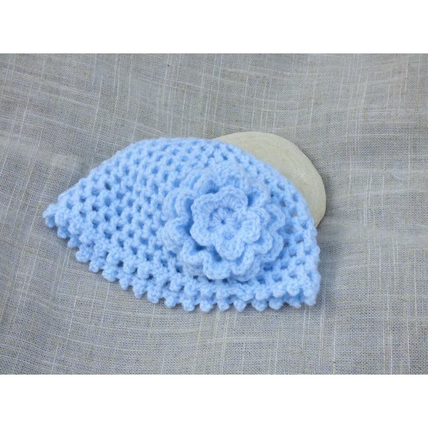 Bonnet de naissance Fleur Bleue