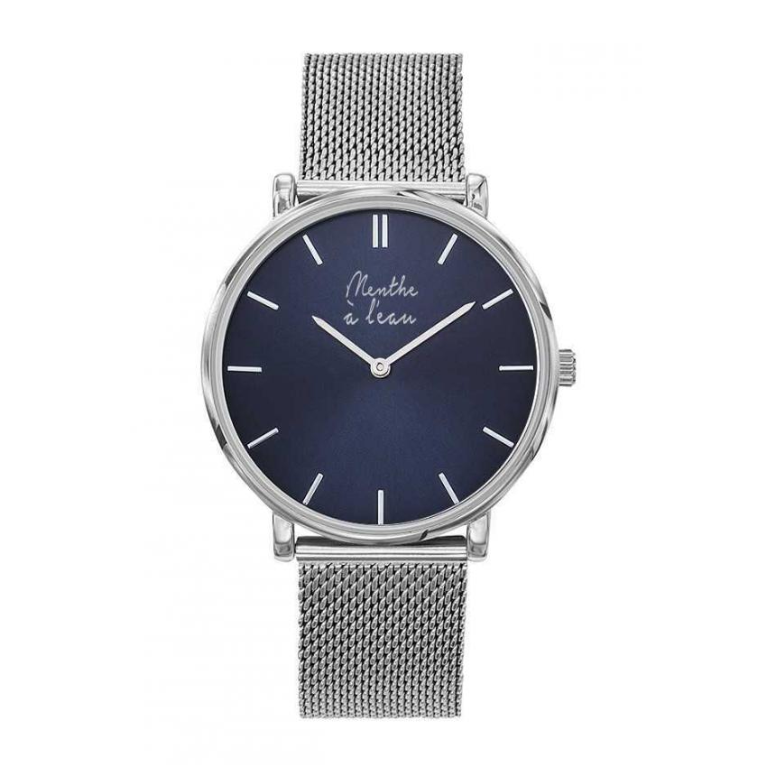 L'Indécise maille chromée fond bleu