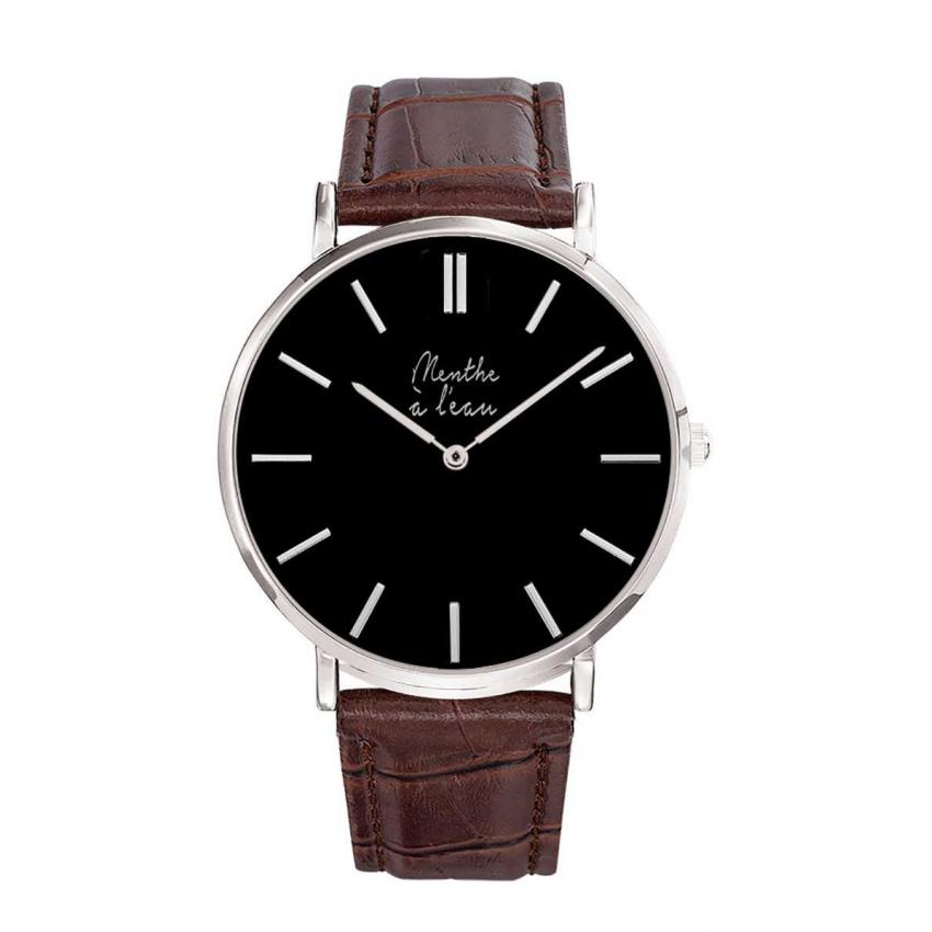 La Véritable cuir marron croco fond noir