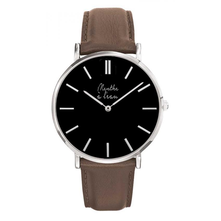 La Véritable cuir marron fond noir H chromée