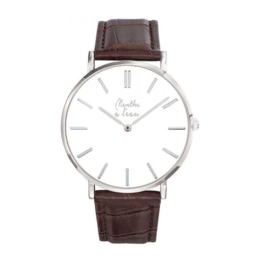 La Véritable cuir marron croco fond blanc