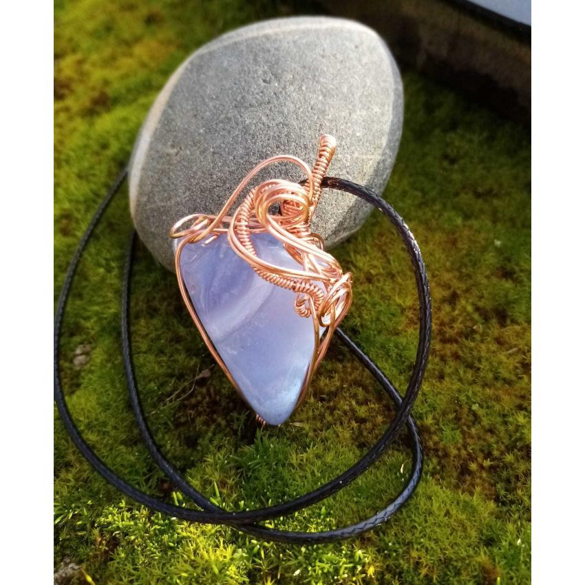 Pendentif Lhûn en calcedoine bleue3.0000